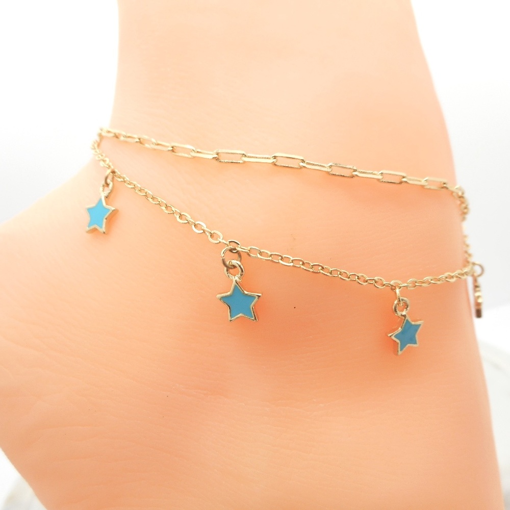 Stars Layered Anklet Beaded Ankle Bracelet